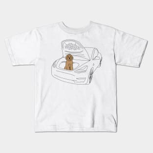 Labradoodle in a Tesla Model 3 Frunk Kids T-Shirt